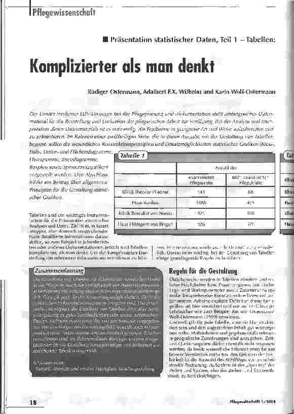 Vorschauseite 1: Komplizierter als man denkt - Präsentation statistischer Daten, Teil 1 - Tabellen