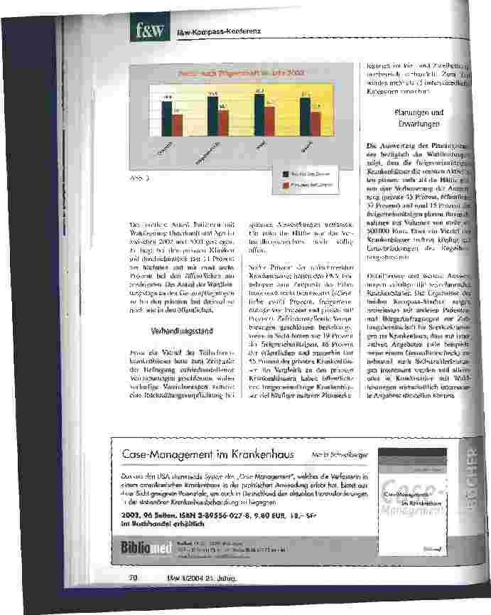 Vorschauseite 4: Ergebnisse der f&w-Spezialauswertungen 2003 Harte Landung: Trends aus der Jahresauswertung des f&w-Krankenhaus-Kompass