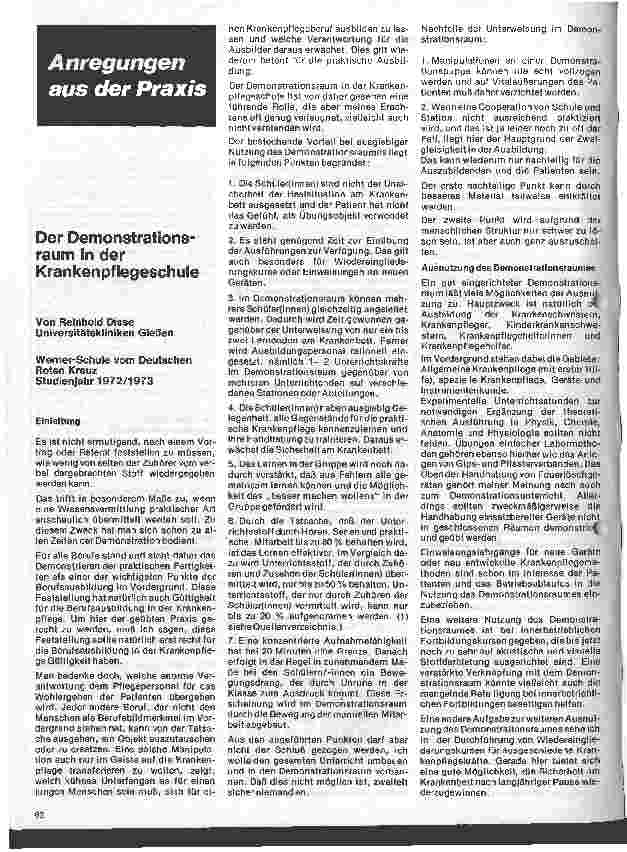 Vorschauseite 1: Der Demonstrationsraum in der Krankenpflegeschule