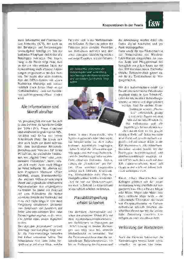 Vorschauseite 2: Kooperationen in der PraxisDigitale Datenerfassung soll Behandlung der Patienten beschleunigenPilotprojekt in der Notaufnahme des Klinikums Ingolstadt erprobt die Ablösung von Pap…