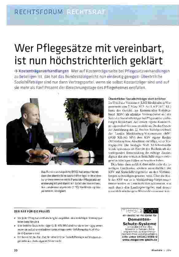 Vorschauseite 1: Wer Pflegesätze mit vereinbart, ist nun höchstrichterlich geklärt