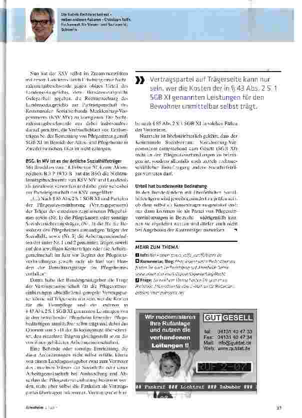 Vorschauseite 2: Wer Pflegesätze mit vereinbart, ist nun höchstrichterlich geklärt