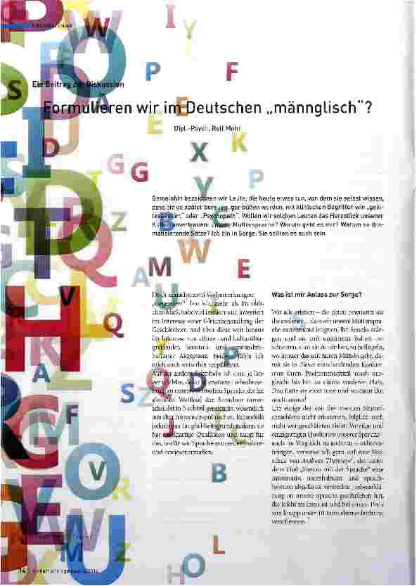 Vorschauseite 1: Formulieren wir im Deutschen männglisch.