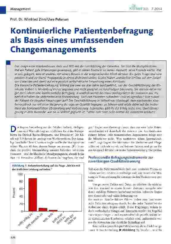 Vorschauseite 1: Patientenbefragung als Basis eines umfassenden Changemanagements