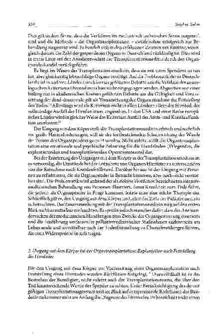 Vorschauseite 4: Die Transplantationsmedizin und der Umgang mit dem Körper