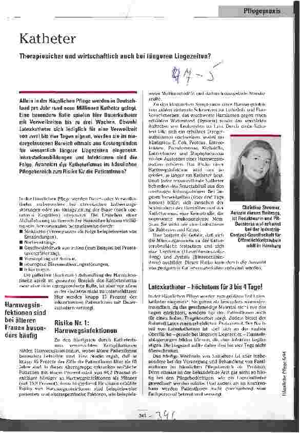Vorschauseite 1: Katheter Therapiesicher und wirtschaftlich auch bei längeren Liegezeiten?