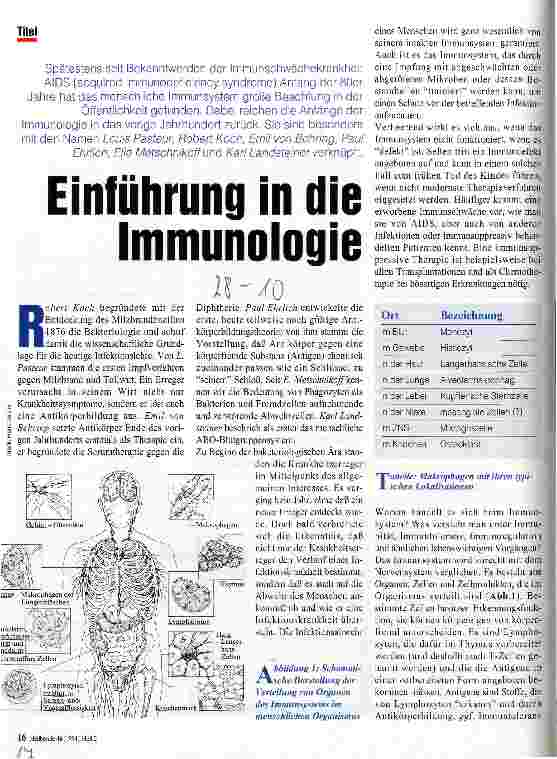 Vorschauseite 1: Einführung in die Immunologie