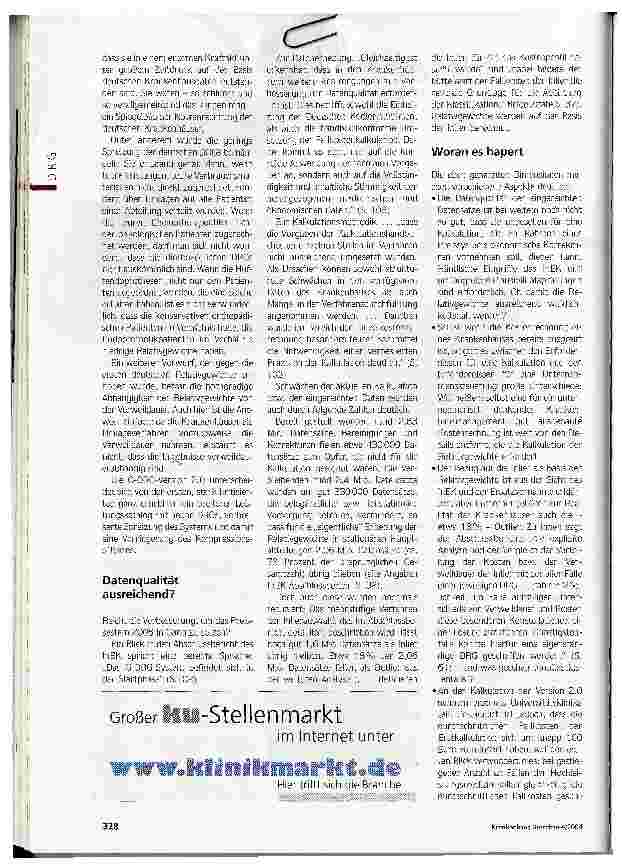 Vorschauseite 2: Wie ausgereift sind die G-DRGs?Reicht die Verbesserung, um das Preissystem 2005 in Gang zu setzen?
