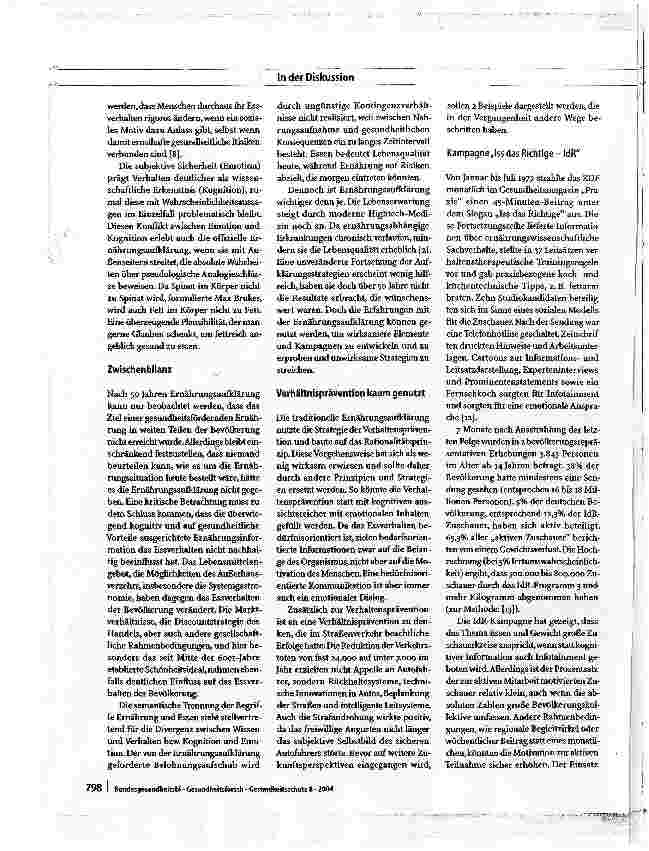 Vorschauseite 4: 50 Jahre Ernährungsaufklärung - Anmerkungen und Zukunftsperspektiven