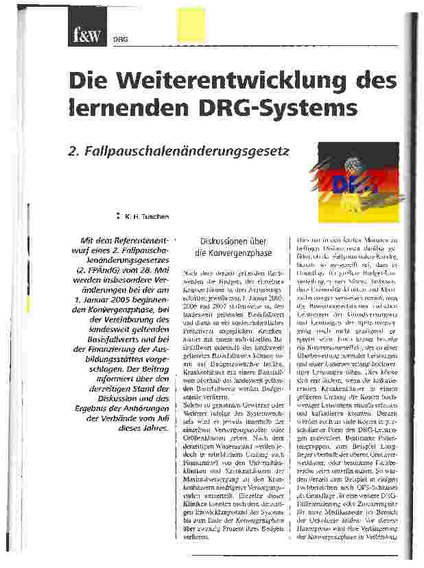 Vorschauseite 1: Die Weiterentwicklung des lernenden DRG-Systems2. Fallpauschalenänderungsgesetz