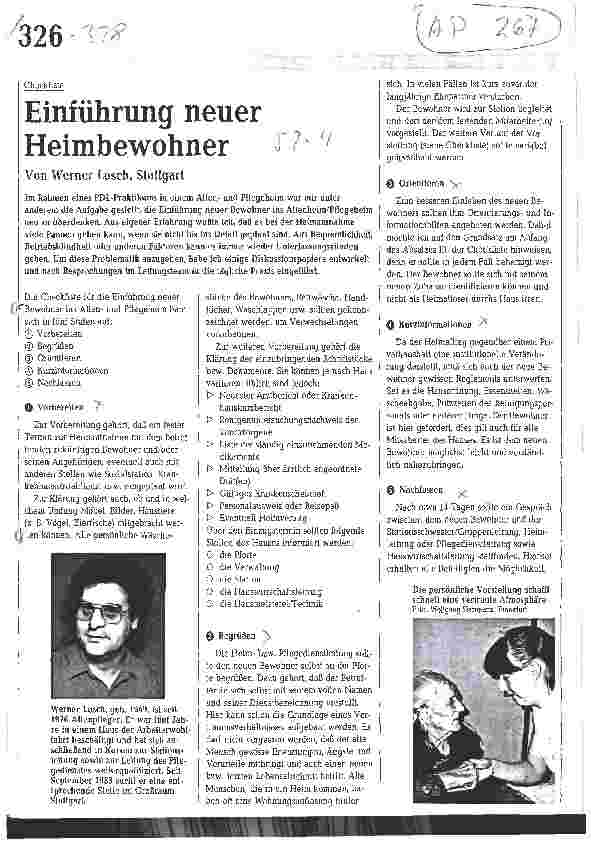 Vorschauseite 1: Einführung neuer Heimbewohner