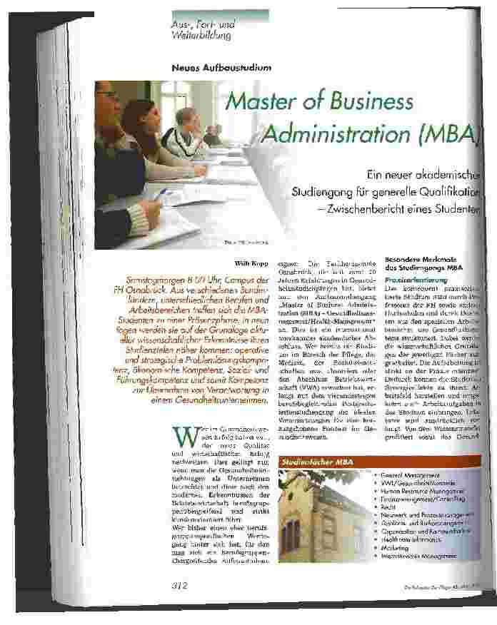 Vorschauseite 1: Master of Business Administration (MBA)