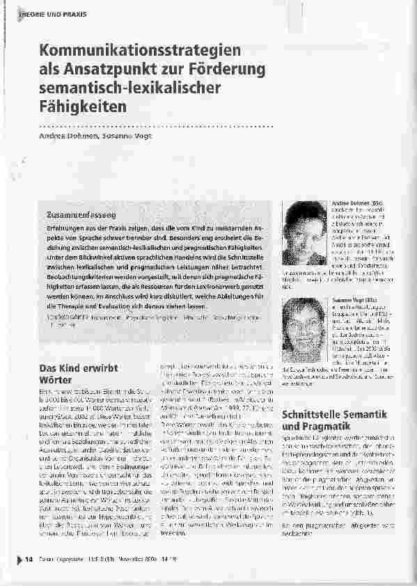 Vorschauseite 1: Kommunikationsstrategien als Ansatzpunkt zur Förderung semantisch-lexikalischer Fähigkeiten