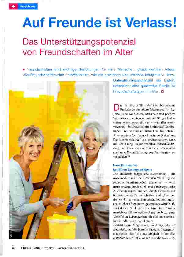 Vorschauseite 1: Auf Freunde ist Verlass! Das Unterstützungspotenzial von Freundschaften im Alter