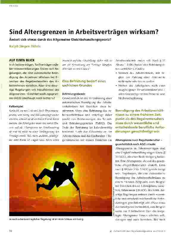Vorschauseite 1: Sind Altersgrenzen in Arbeitsverträgen wirksam?
