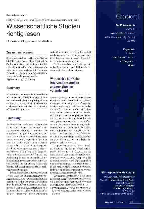 Vorschauseite 1: Wissenschaftliche Studien richtig lesen