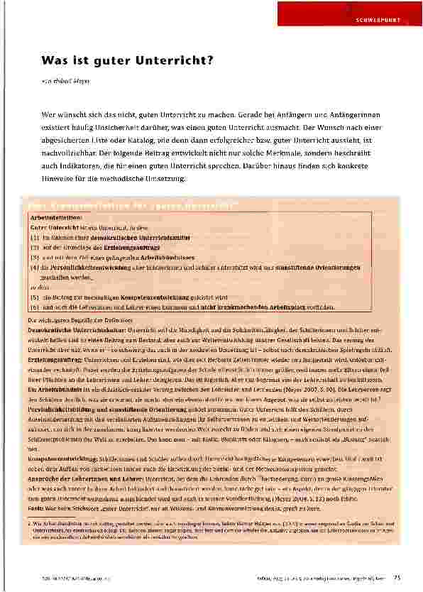 Vorschauseite 1: Was ist guter Unterricht?