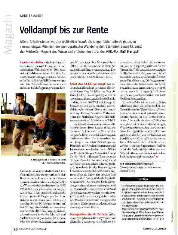 Vorschauseite 1: Volldampf bis zur Rente