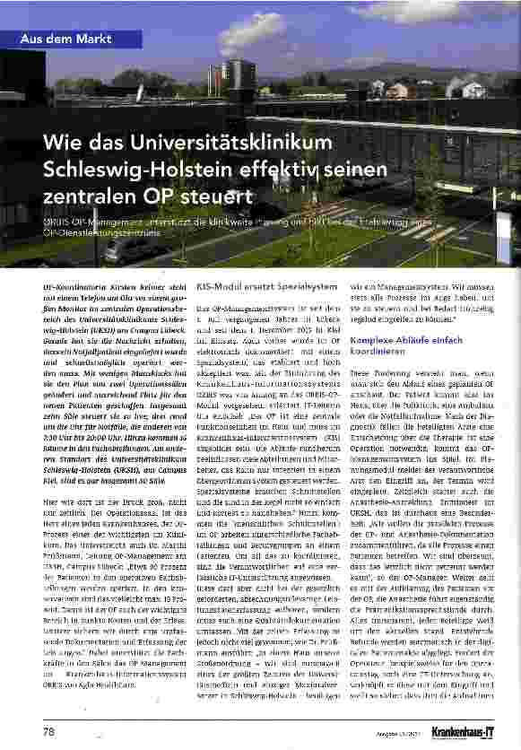 Vorschauseite 1: Wie das Universitätsklinikum Schleswig-Holstein eff^tivj seine zentralen OP steuert