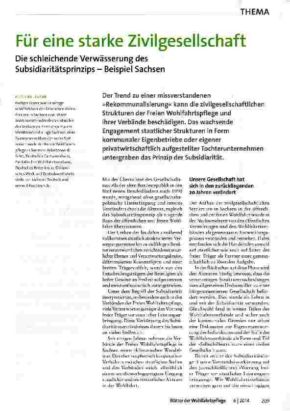 Vorschauseite 1: Für eine starke Zivilgesellschaft