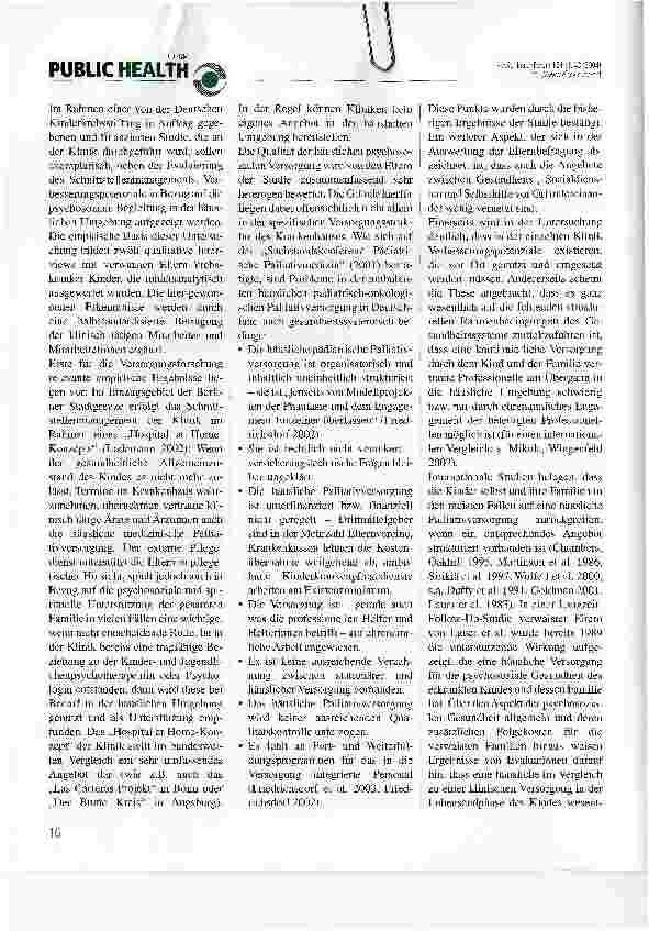 Vorschauseite 2: Dann kommt das Krankenhaus eben zu Ihnen -Schnittstellenmanagement zwischen klinischer und häuslicher Palliativversorgung und Sterbebegleitung bei krebskranken Kindern