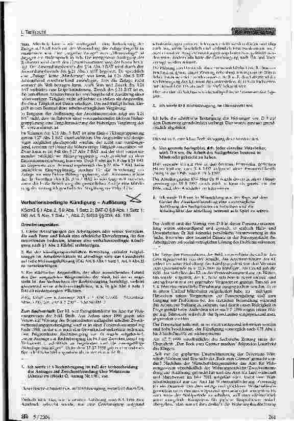 Vorschauseite 1: Verhaltensbedingte Kündigung - Auflösung