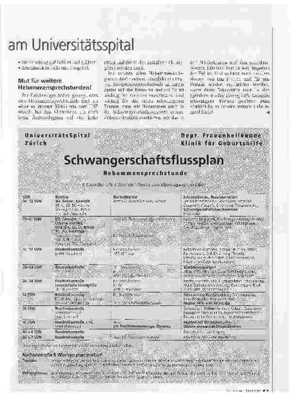Vorschauseite 2: Hebammensprechstunde am UniversitätsspitalProjekt in Zürich