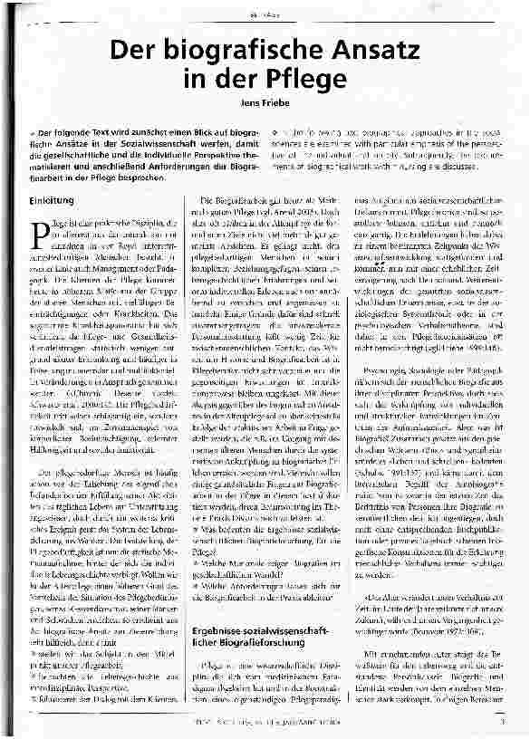 Vorschauseite 1: Der biografische Ansatz in der Pflege
