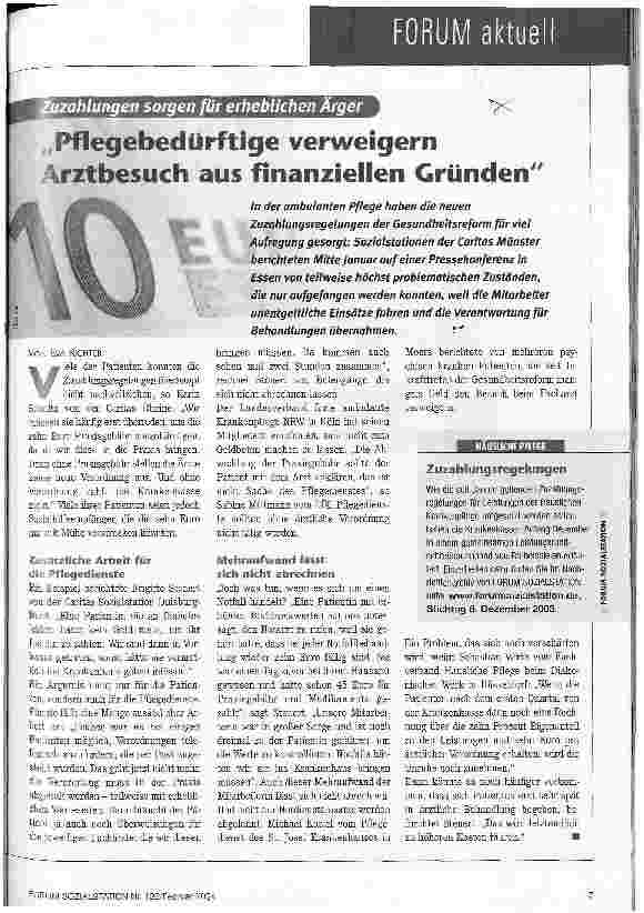 Vorschauseite 1: Pflegebedürftige verweigern Arztbesuch aus finanziellen Gründen