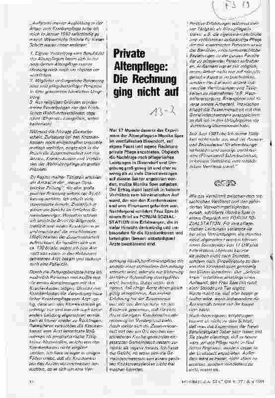 Vorschauseite 1: Private Altenpflege: Die Rechnung ging nicht auf