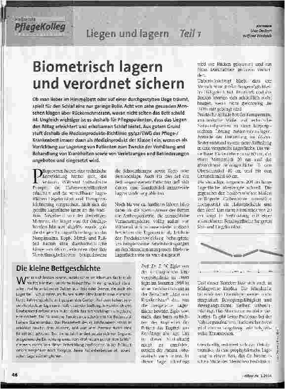 Vorschauseite 1: Biometrisch lagern Liegen und lagern, Teil 1