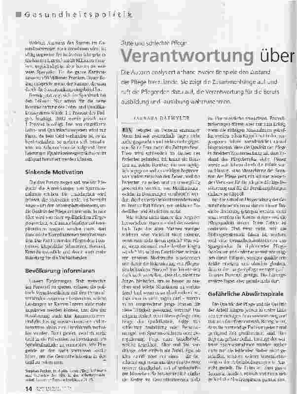 Vorschauseite 1: Verantwortung übernehmenGute und schlechte Pflege