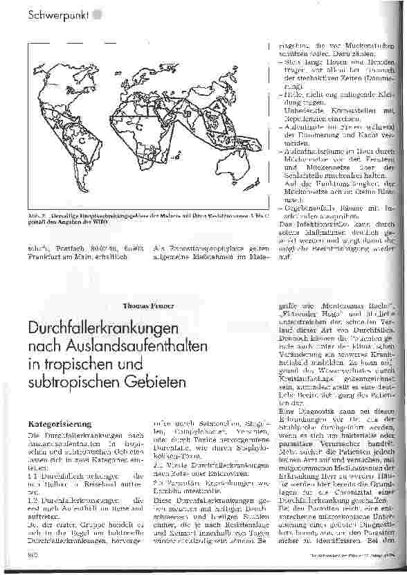 Vorschauseite 1: Durchfallerkrankungen nach Auslandsaufenthalten in tropischen und subtropischen Gebieten