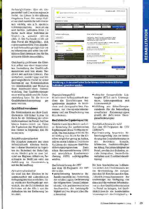 Vorschauseite 2: Reha-Kliniken im öffentlichen Qualitäts-Vergleich
