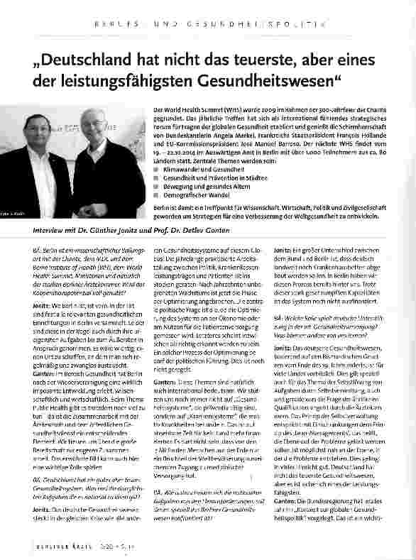 Vorschauseite 1: „Deutschland hat nicht das teuerste, aber eines der leistungsfähigsten Gesundheitswesen