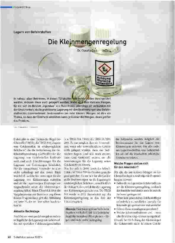 Vorschauseite 1: Die Kleinmengenregelung