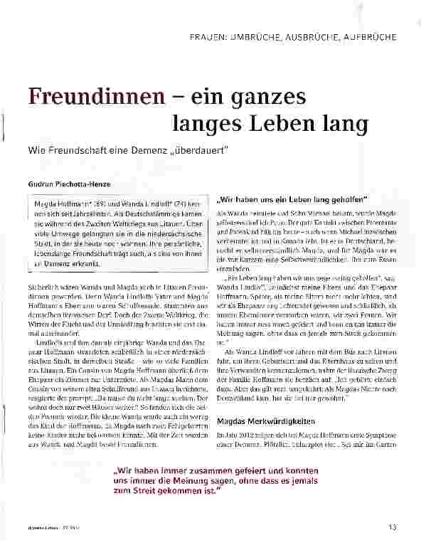 Vorschauseite 1: Freundinnen - ein ganzes langes Leben lang