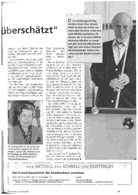 Vorschauseite 2: Pflegebedürftigkeit alter Menschen überschätzt Herausforderung einer alternden Gesellschaft