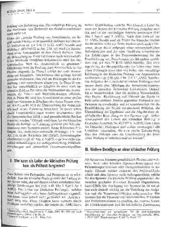 Vorschauseite 2: Klinische Prüfungen von Arzneimitteln an einer deutschen Hochschule: Was ist bei der Gestaltung des Prüfarztvertrages zu beachten?