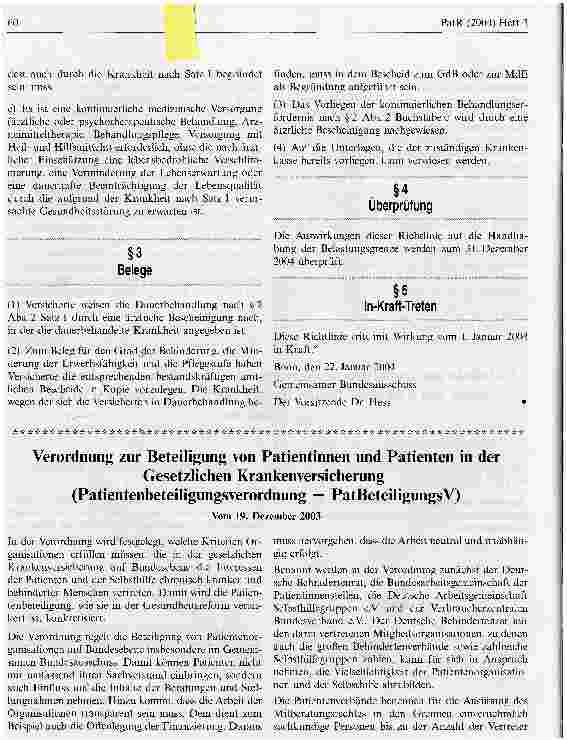 Vorschauseite 2: Richtlinie zur Definition schwerwiegender chronischer Krankheiten im Sinne des § 62 des Fünften Buches Sozialgesetzbuch (SGB V)