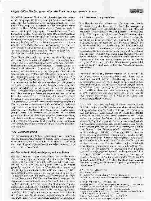 Vorschauseite 4: Die Startgutschriften der Zusatzversorgungseinrichtungen des öffentlichen und kirchlichen Dienstes auf dem Prüfstand - Teil II (Ziff. 4. 3 bis einschl. 5)
