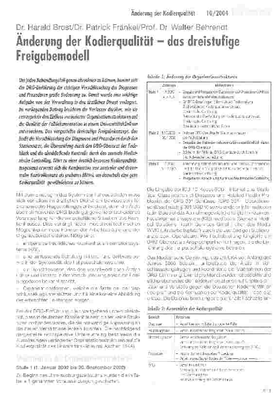 Vorschauseite 1: Änderung der Kodierqualität - das dreistufige Freigabemodell