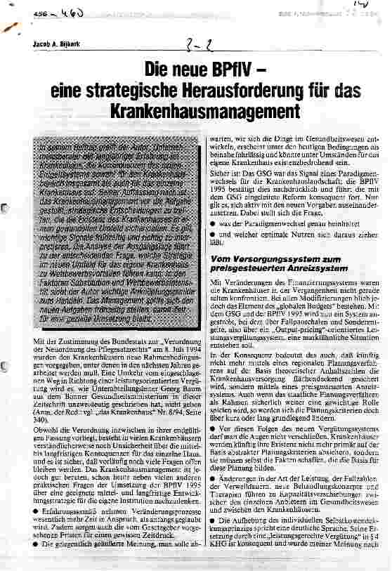 Vorschauseite 1: Die neue BPflV - eine strategische Herausforderung für das Krankenhausmanagement