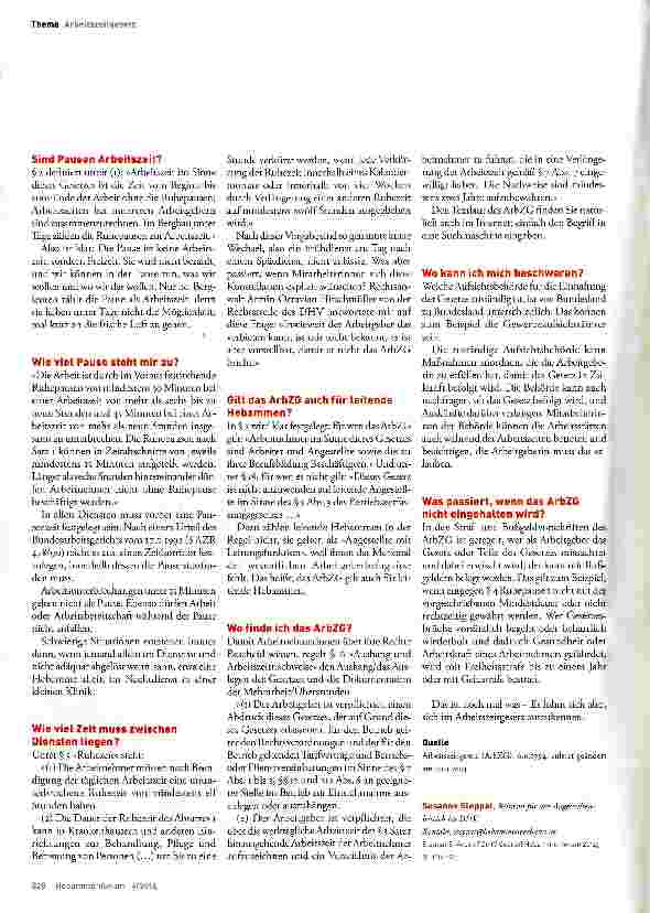 Vorschauseite 4: Arbeit? Zeit? Gesetz!