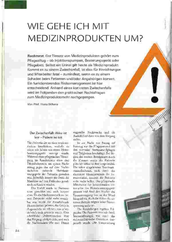 Vorschauseite 1: WIE GEHE ICH MIT MEDIZINPRODUKTEN UM?