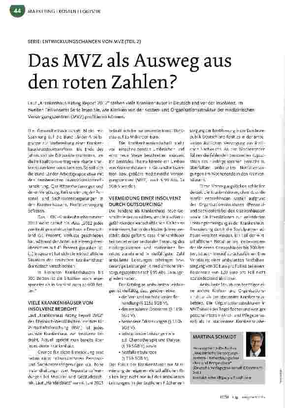 Vorschauseite 1: Das MVZ als Ausweg aus den roten Zahlen?