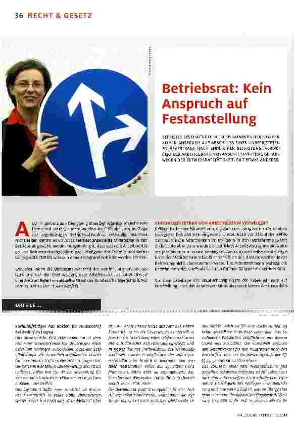 Vorschauseite 1: Betriebsrat: Kein Anspruch auf Festanstellung
