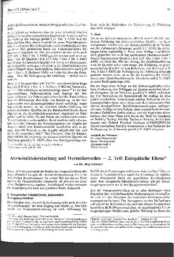 Vorschauseite 1: Arzneimittelerstattung und Herstellerrechte 2. Teil: Europäische Ebene