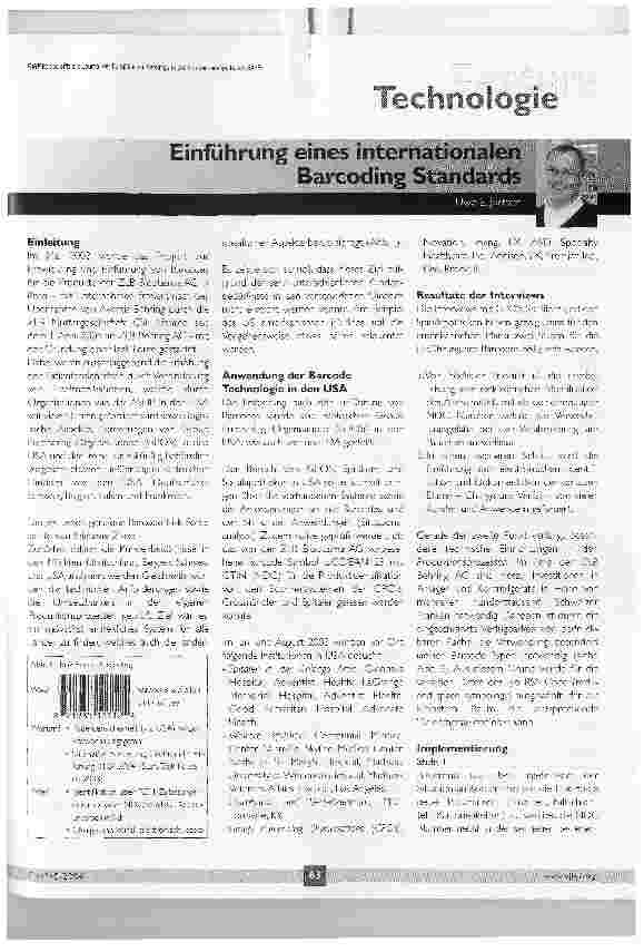 Vorschauseite 1: Einführung eines internationalen Barcoding Standards
