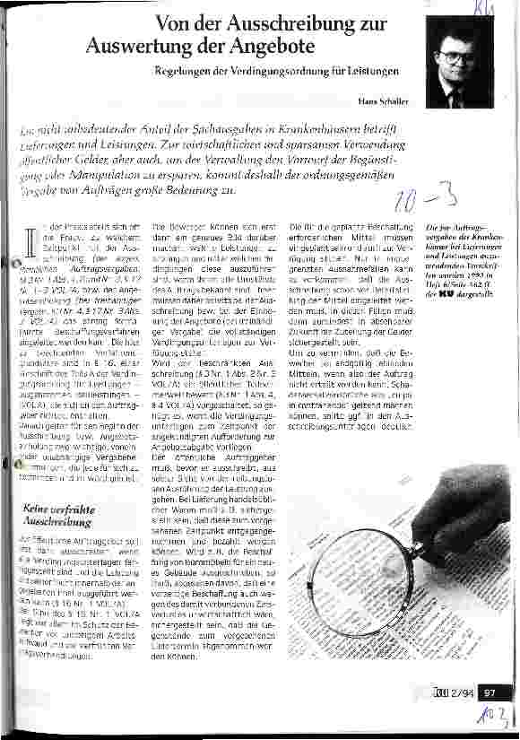 Vorschauseite 1: Von der Ausschreibung (A) zur Auswertung der Angebote Regelungen der Verdingungsordnung für Leistungen
